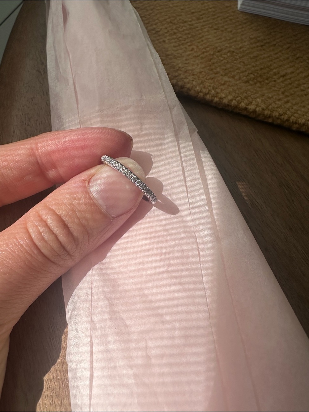 Tiffany & Co. Platinum Diamond Half Covered Soleste Band RG 6
